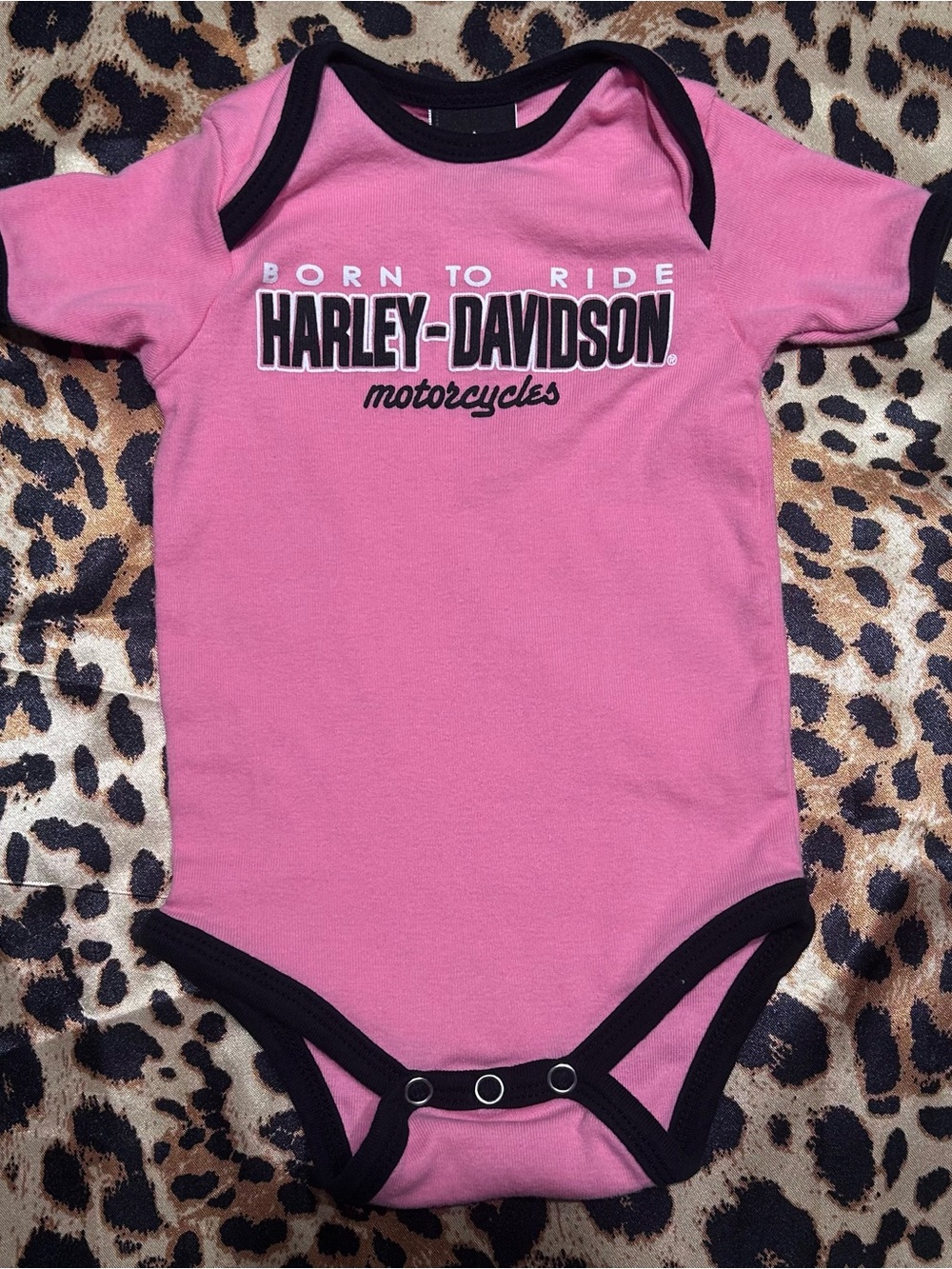 Harley Davidson Pink Baby bodysuit with Black Trim